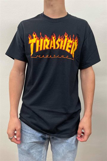 Thrasher T-shirt - Flame - Black